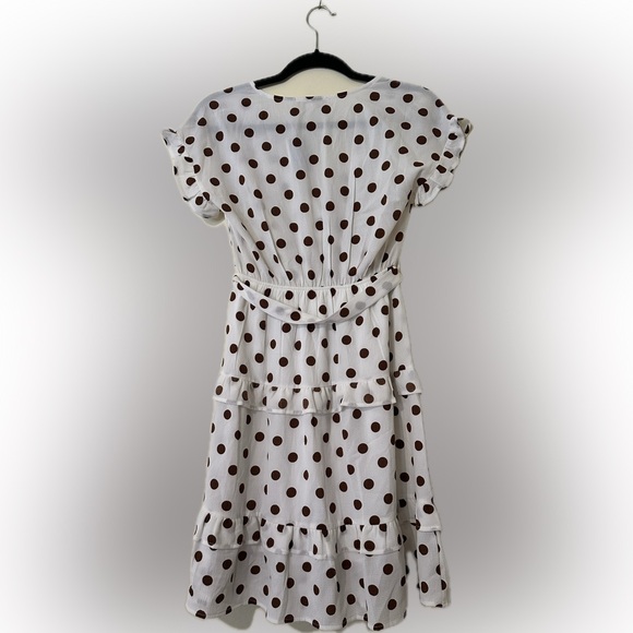 Elegant Brown Polka Dot Midi Dress - Picture 2 of 3